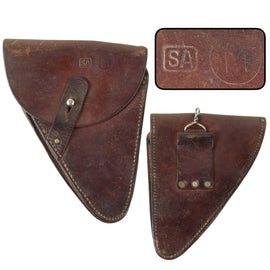 Original French WWI Model 1916 Ruby Pistol Leather Holster with 1917 Acceptance Stamp