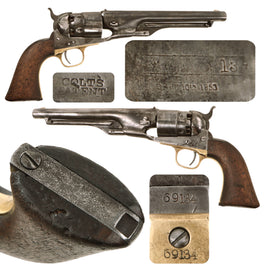 Original U.S. Civil War Colt Model 1860 Army .44cal Percussion Revolver Made in 1862 with Period Added Sights - Serial 69134