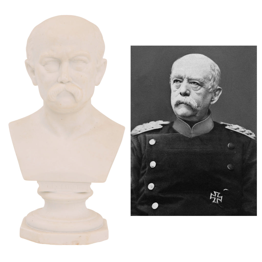 Original Imperial German WWI Ceramic Bust of Otto von Bismarck - 7 ½” Tall Original Items
