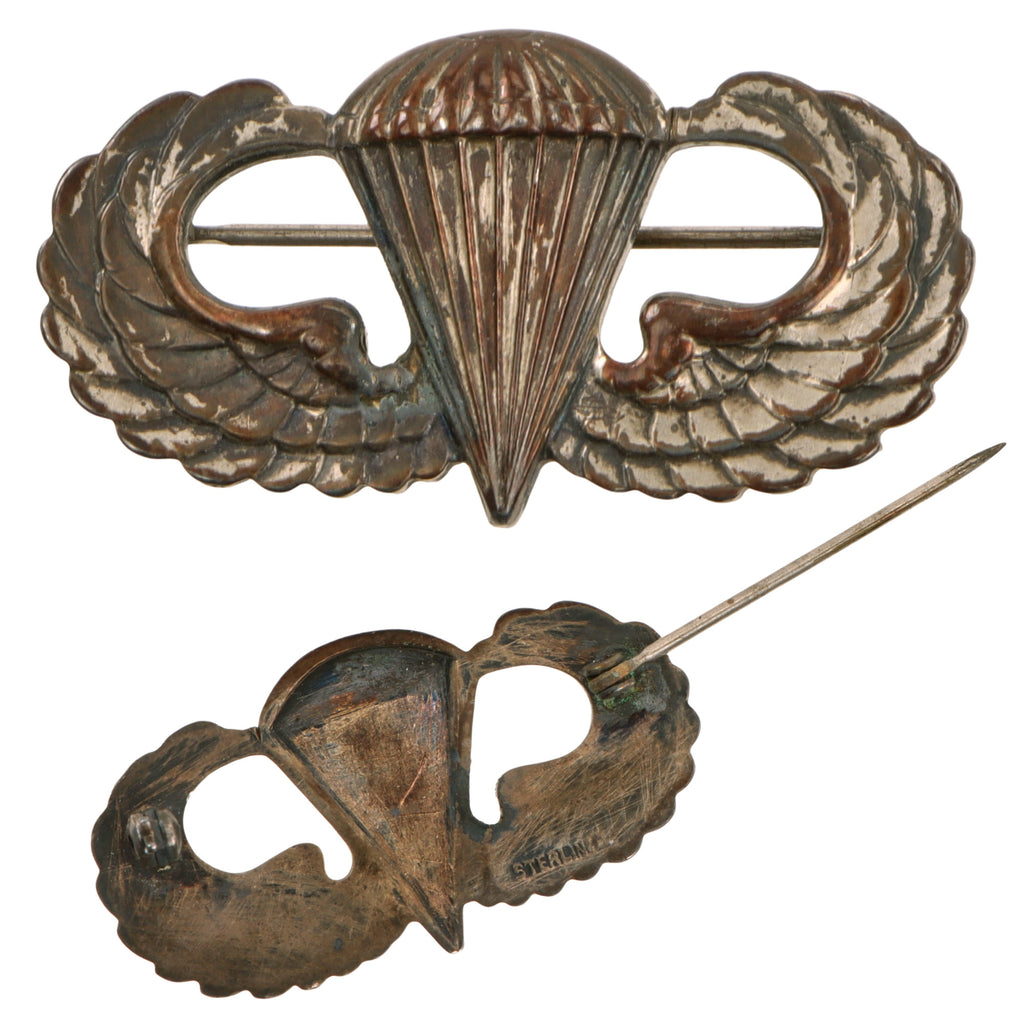Original U.S. WWII Sterling Silver Airborne Parachutist “Jump Wings” Badge