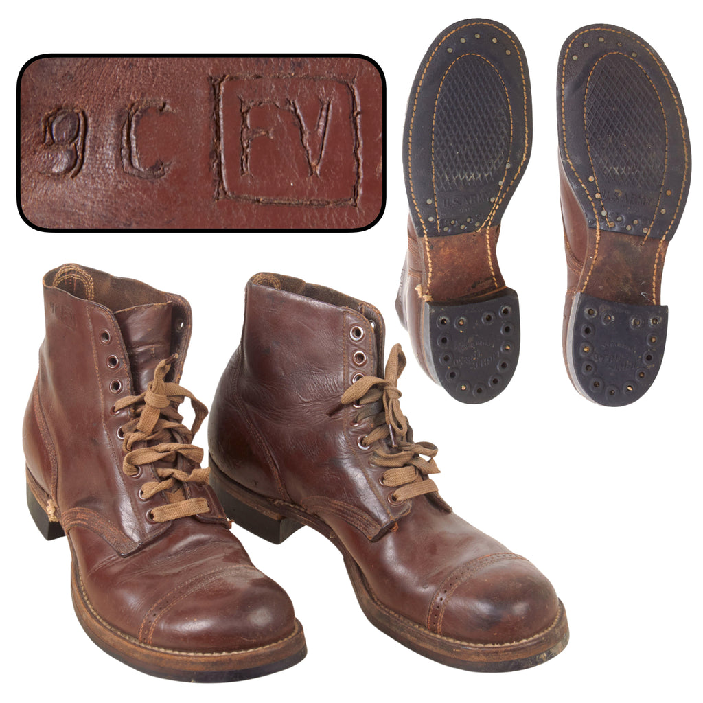 Original U.S. WWII Model 1939 American Service Shoe Low Boots - Size 9C