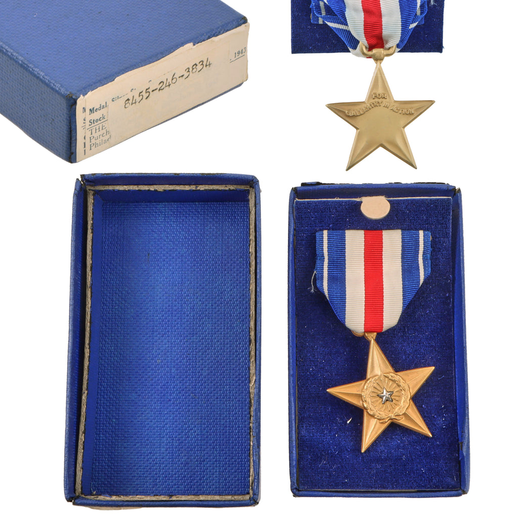 Original U.S. WWII Silver Star Medal by the Robbins Co. in Issue Box Dated 1943