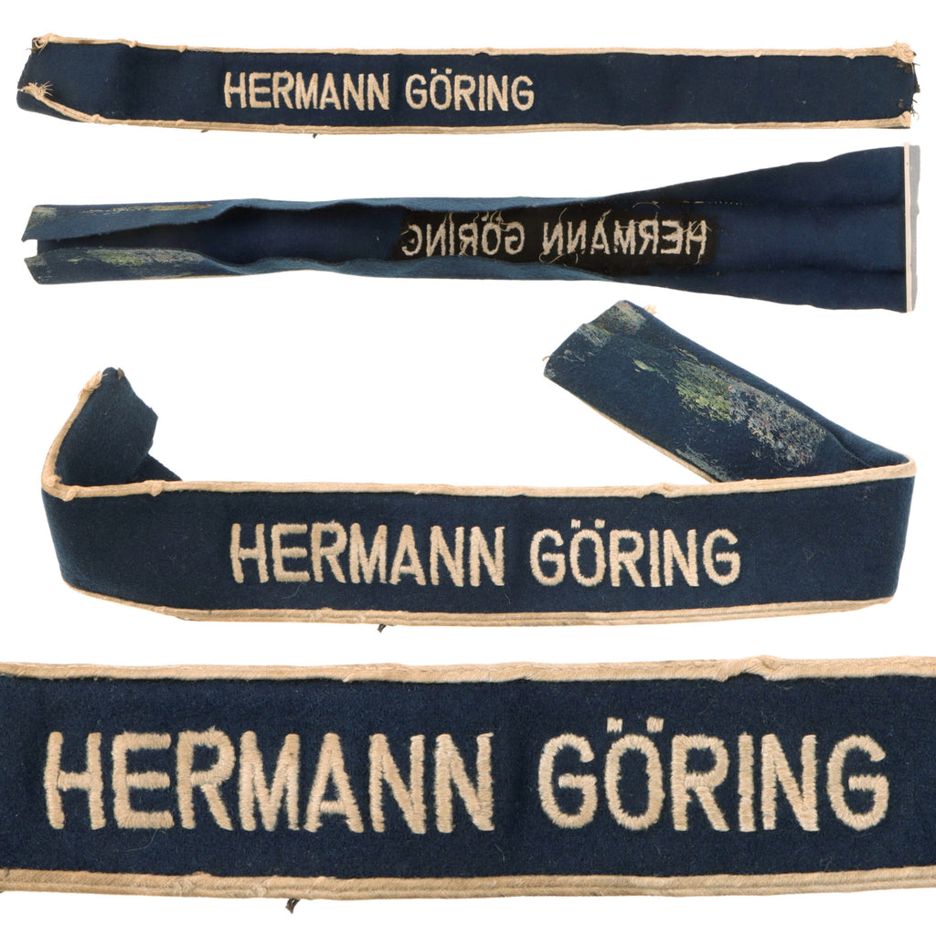 Original German WWII Luftwaffe “Hermann Göring” Formation Cuff Title – Cut-Off / Uniform-Removed Example Original Items