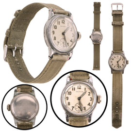 Original U.S. WWII Ordnance Department Wrist Watch by Waltham with Original Band - Fully Functional