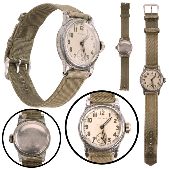Original U.S. WWII Ordnance Department Wrist Watch by Waltham with Original Band - Fully Functional Original Items