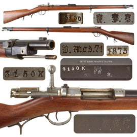 Original Imperial German Rare Mauser Model 1871 Jäger Short Rifle by ŒWG Steyr Dated 1875 with Excellent Bore and Duffle Cut Stock - Serial 3150K