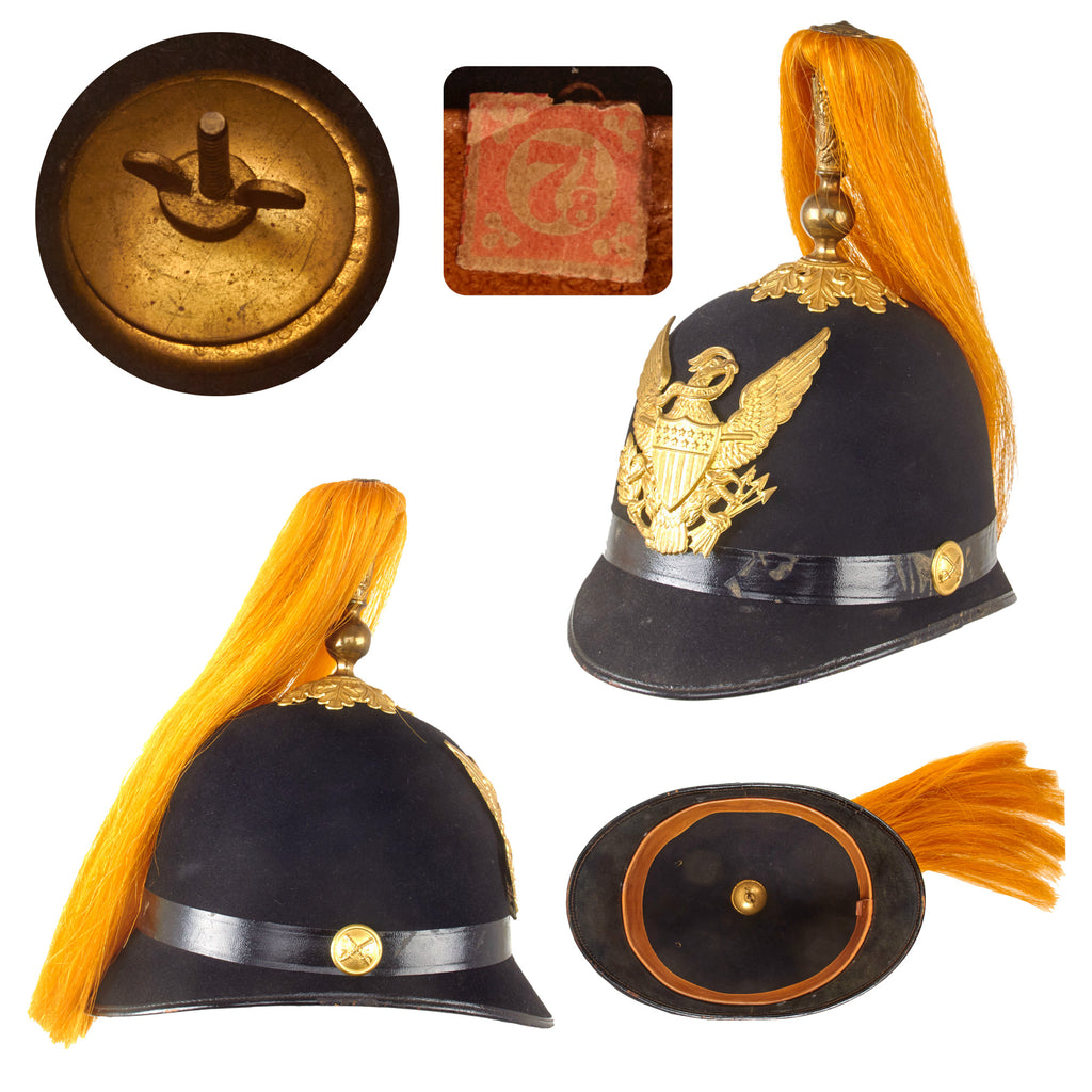 Original U.S. Indian Wars Cavalry M-1881 Blue Cloth Spiked Pith Helmet With Plume by Horstmann - Dated 1896 - Size 7 1/8 Original Items