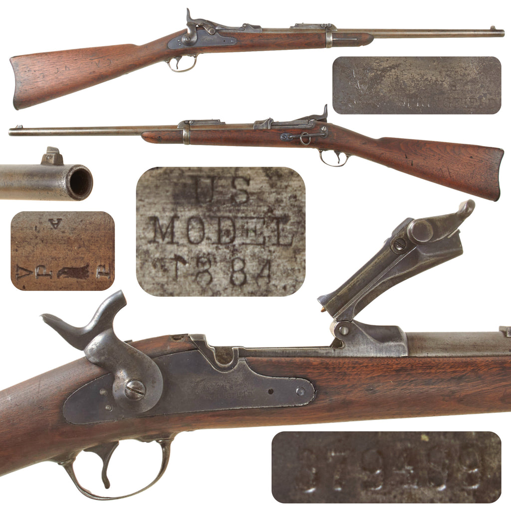 Original U.S. Springfield Trapdoor M1884-90 Saddle Ring Carbine with Rear Sight Guard Serial 379489 - Made in 1887 Original Items