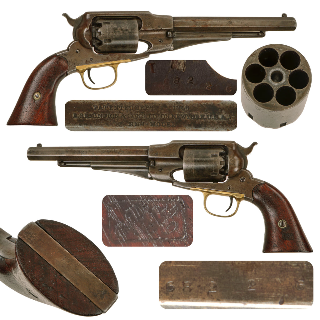 Original U.S. Civil War Remington New Model 1863 Army .44cal Percussion Revolver with Grip Cartouche - Serial 68266