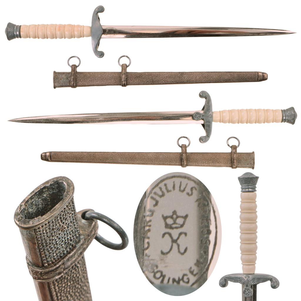 Original German WWII Miniature Salesman's Sample Army Heer Officer Dagger by Carl Julius Krebs with Scabbard