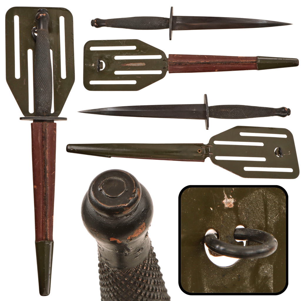 Original U.S. WWII OSS Stiletto by Landers, Frary, and Clark LF&C with Pancake Flipper Scabbard Original Items