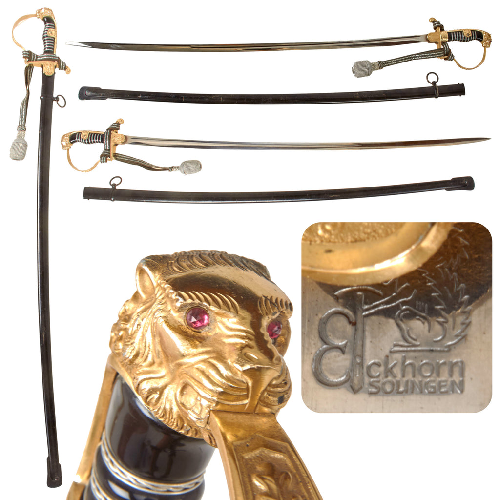 Original German WWII Field Marshal Series Scharnhorst Pattern Lion Head Army Officer Sword by Carl Eickhorn with Scabbard and Troddel Knot Original Items