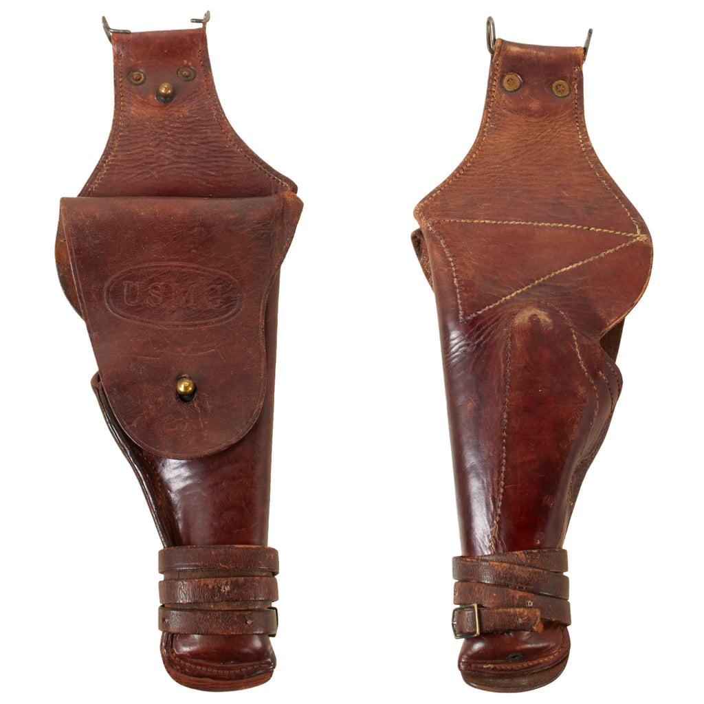 Original U.S. WWI Marine Corps M1912 Dismounted Colt M1911 .45 Leather Holster with Leg Strap Original Items
