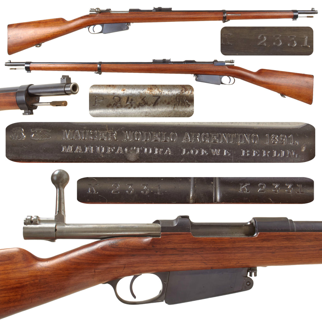 Original Argentine Model 1891 Mauser Rifle by Ludwig Loewe Berlin, 1894 Production, Serial No. K 2331, Excellent Bore, Missing Handguard Original Items