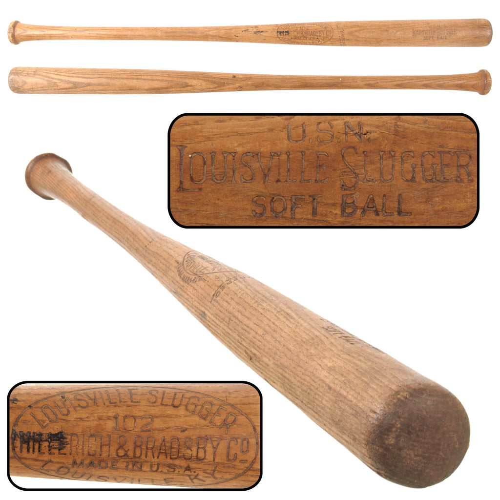 Original U.S. WWII Navy U.S.N.-Marked “Louisville Slugger” No. 102 Softball Bat by Hillerich & Bradsby Co.