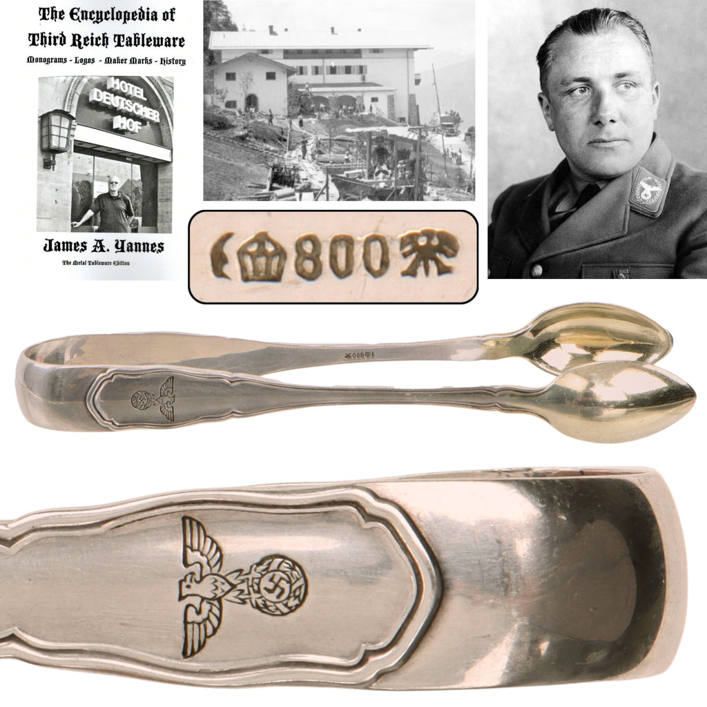 Original German WWII 800 Silver Berghof “House Service” Sugar Cube Tongs by Bruckmann & Söhne