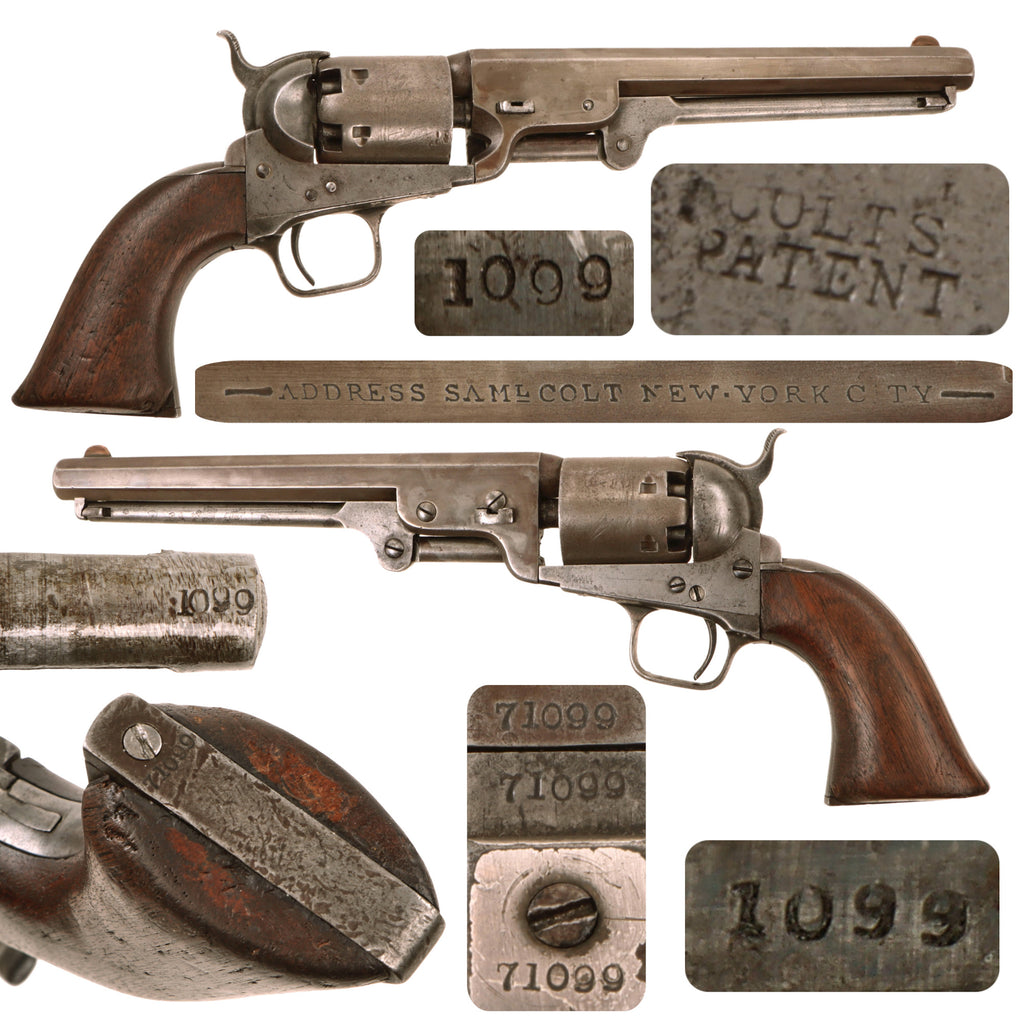 Original U.S. Civil War Colt Model 1851 Navy .36cal Percussion Revolver Made in 1857 with Cylinder Scene - Matching Serial 71099 Original Items
