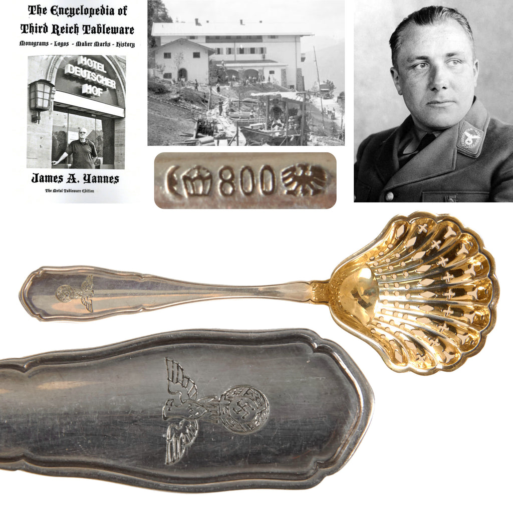 Original German WWII 800 Silver Berghof “House Service” Sugar Sifter Spoon by Bruckmann & Söhne Original Items