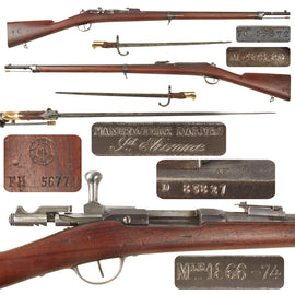Original French Modèle 1866-74 Gras Converted Smoothbored Rifle by St. Etiénne Serial D 83827 with M1874 Bayonet - Dated 1868