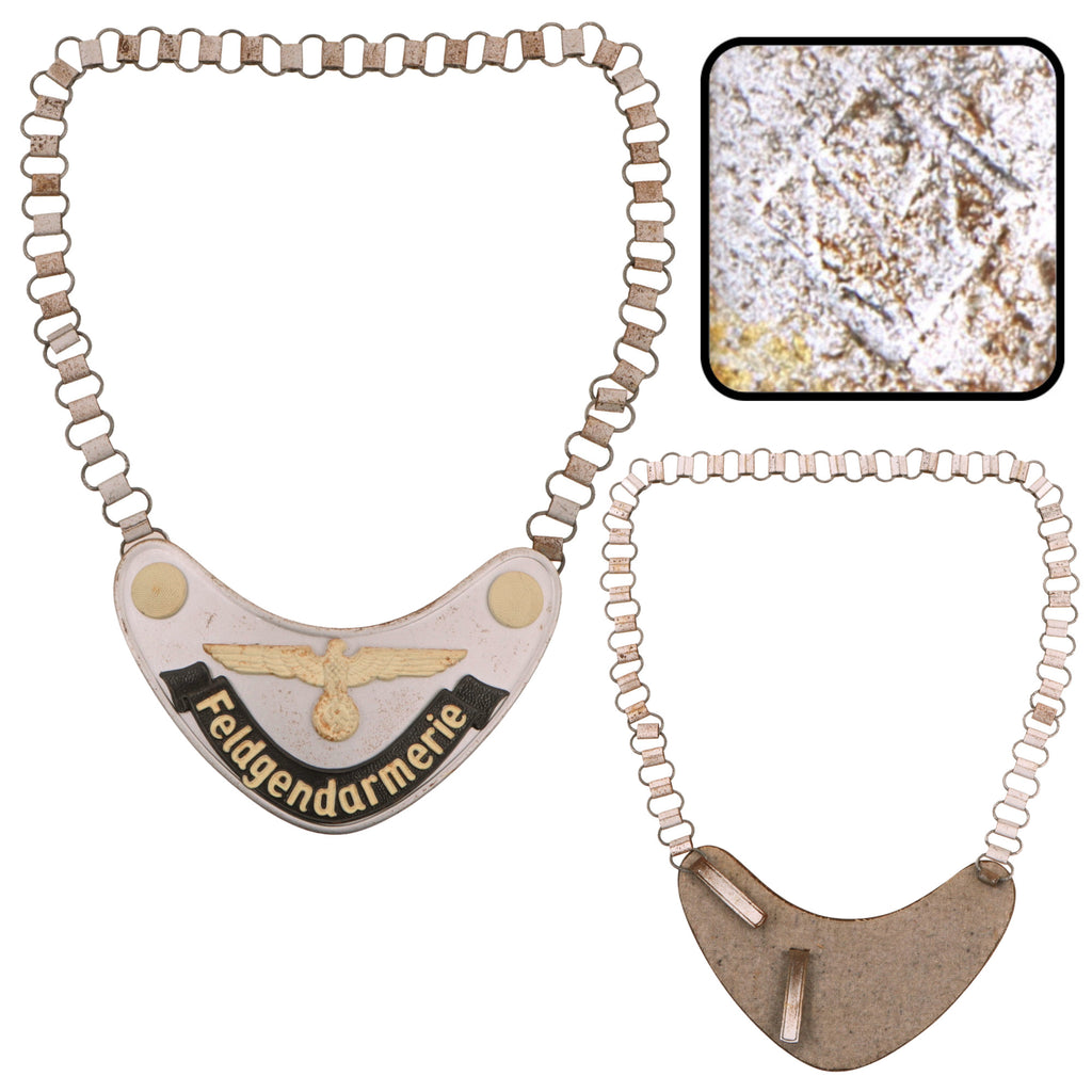 Original German WWII Feldgendarmerie Police Gorget by J.C. Maedicke of Berlin with Phosphorescent Paint and Neck Chain Original Items