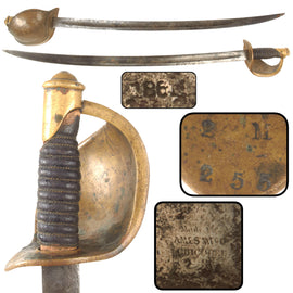 Original U.S. Civil War Rare Early Model 1860 Naval Cutlass by Ames Mfg. Co. with Wire-Wrapped Grip - Dated 1861 - Serial No. 2255