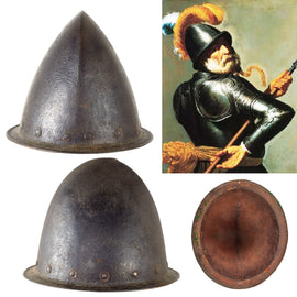 Original English Early 17th Century Two-Piece Cabasset Helmet