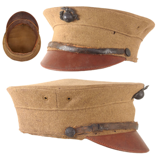 Original WWI U.S. Marine Corps Summer Dress Enlisted Bell Crown Visor Cap Original Items