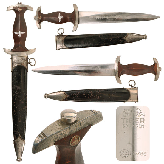 Original German WWII Transitional NSKK Dagger by TIGER Lauterjung & Co. of Solingen with Scabbard - RZM M7/68