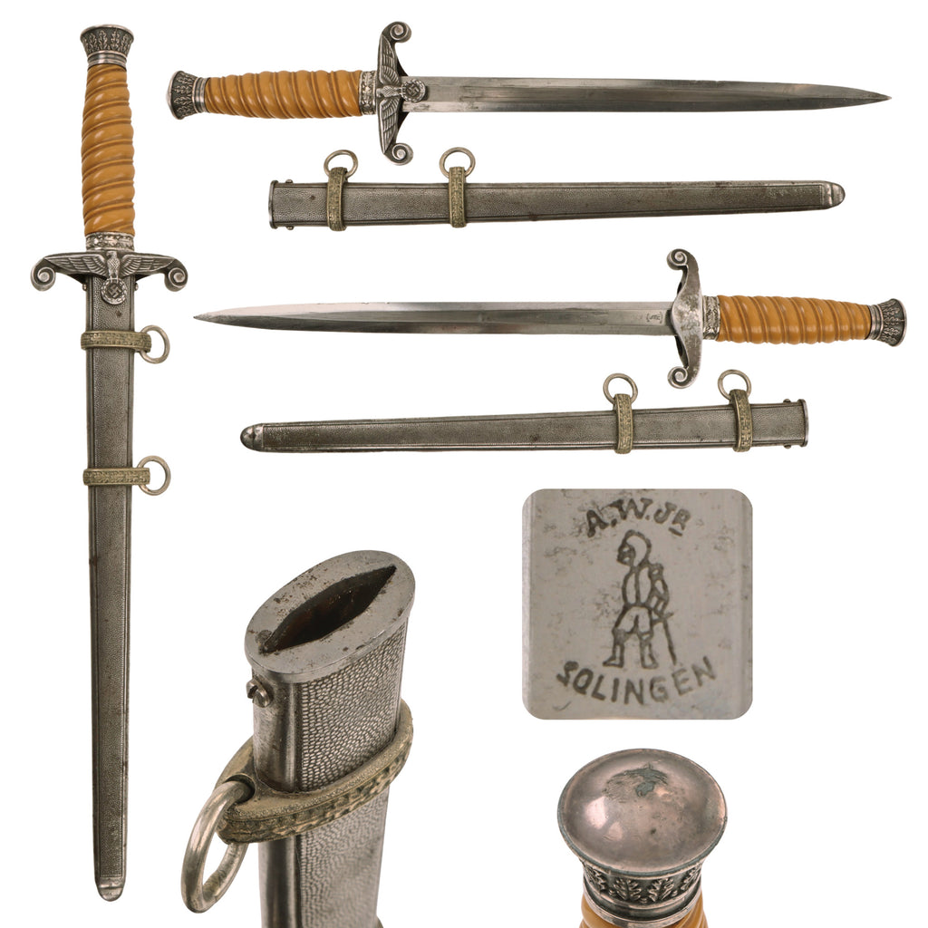 Original German WWII Heer Army Officer Dagger by Anton Wingen Jr. of Solingen with Scabbard Original Items