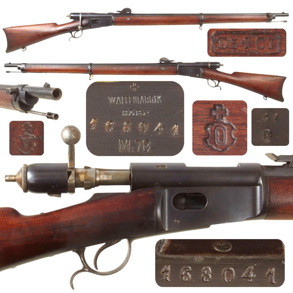 Original Swiss Vetterli Repetiergewehr M1878 Magazine Rifle by Waffenfabrik Bern Serial 168041 in Excellent Condition - 10.4×38mm Original Items