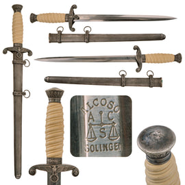 Original German WWII Excellent Army Heer Officer Dagger by Alcoso with Scabbard - circa 1939 - 1940