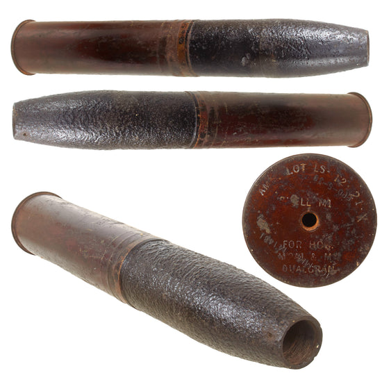 Original U.S. Korean War Oxidized M14 Howitzer 105mm Artillery Shell with Casing - No Fuze - Inert Original Items