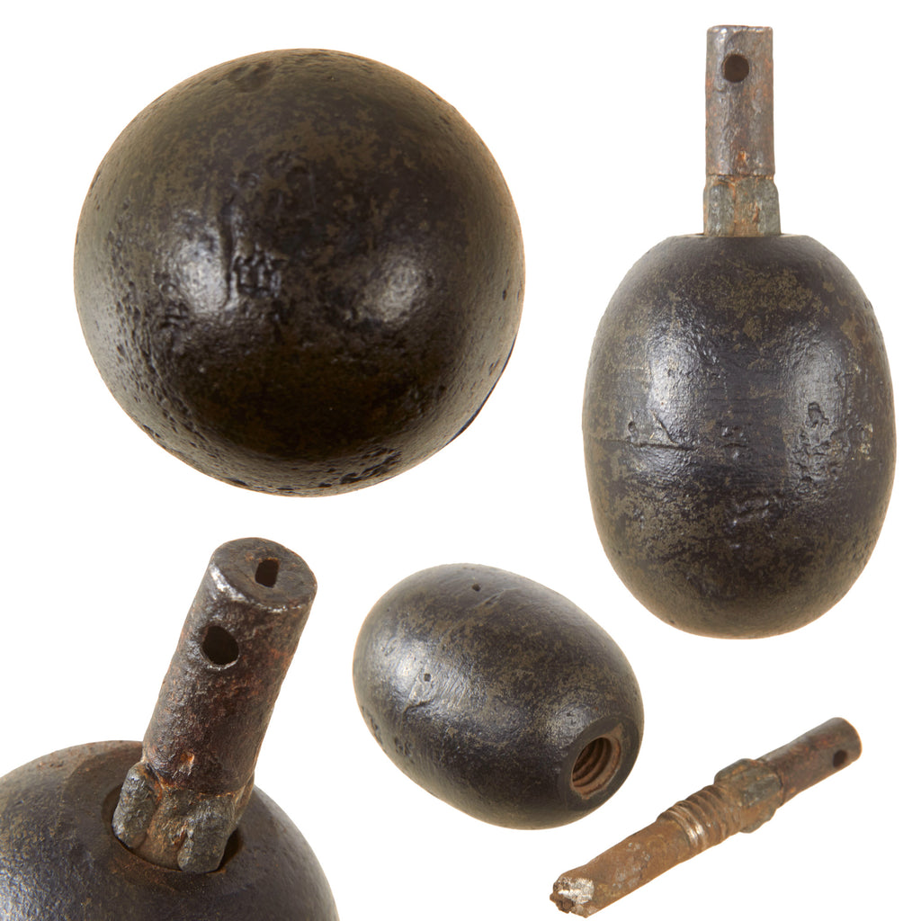 Original Imperial German WWI Model 1917 First Pattern Smooth-Body Inert “Egg” Hand Grenade with M1915 Friction Igniter - Eierhandgranate Original Items