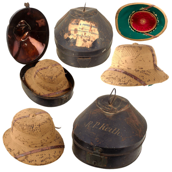 Original British Victorian Officer’s Pith Helmet in Original Transit Case by Elders & Fyffes, Limited of London - R.P. Keith