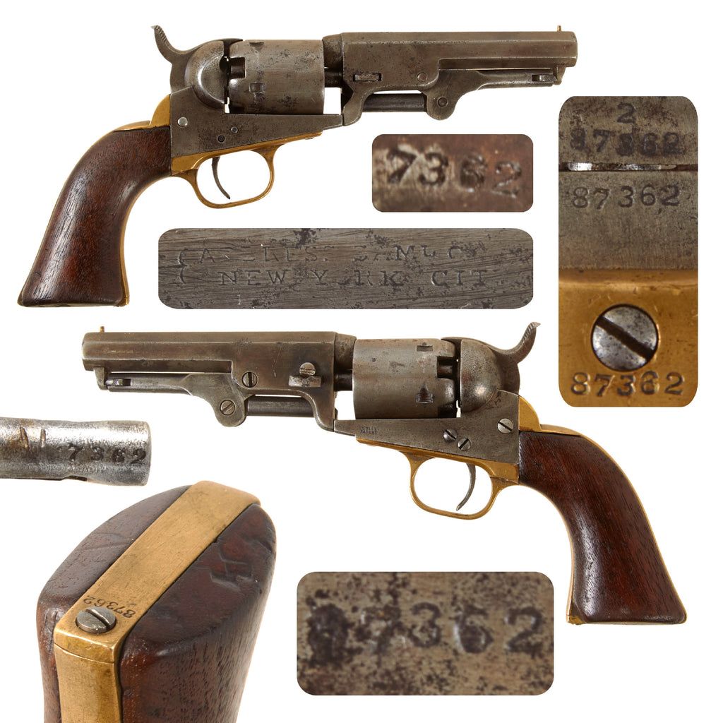 Original U.S. Pre Civil War Colt M1849 .31cal Pocket Percussion Revolver with 4" Barrel Made in 1854 - Matching Serial 87362 Original Items