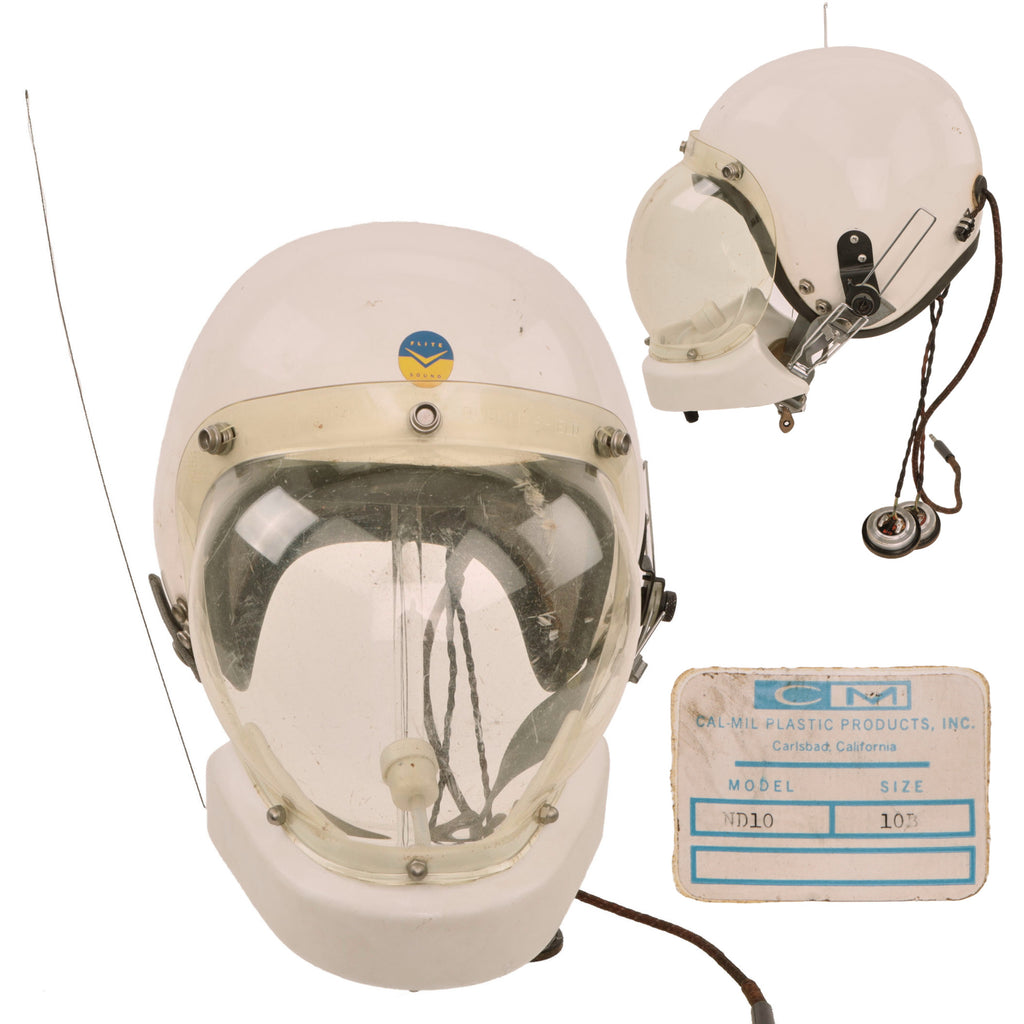 Original U.S. Early Vietnam War Air Force ND10 Series Flying Helmet with Bubble Shield and Audiolink Transceiver - Rough Original Items