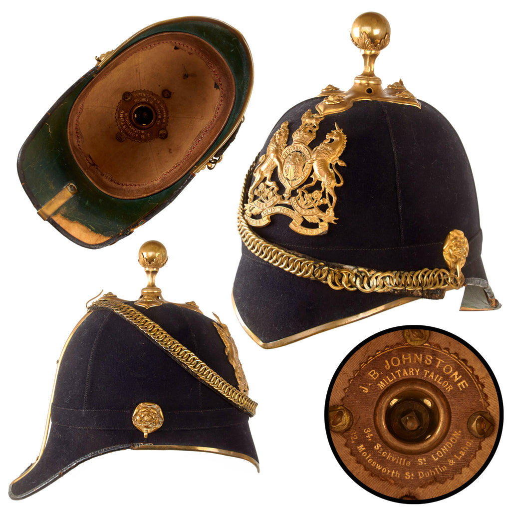 Original British Victorian Royal Army Medical Corps Officer Blue Cloth Dress Spike Helmet by J.B. Johnstone - Pre-WWI