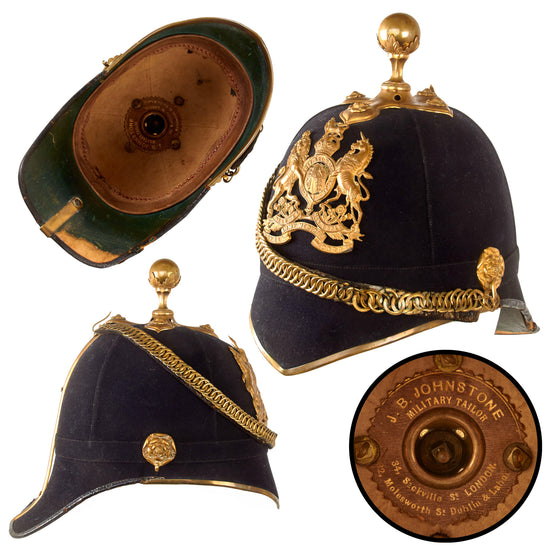 Original British Victorian Royal Army Medical Corps Officer Blue Cloth Dress Spike Helmet by J.B. Johnstone - Pre-WWI