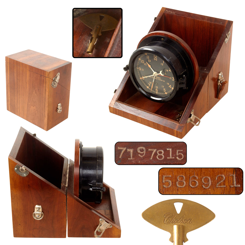 Original U.S. Korean War Era Army M2 Message Center Clock in Case by Chelsea Clock Co. with Key - Not Functional - Serial 586921