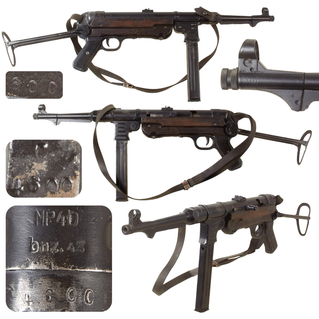 Original German WWII 1943 Dated MP 40 Display Gun by Steyr with Live Barrel, Sling, and Display Magazine - Maschinenpistole 40