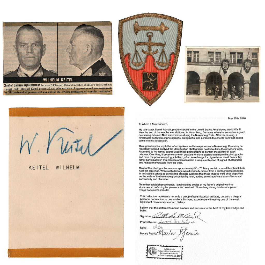 Original Nuremberg Trials Signature of Wilhelm Keitel - Chief of the German High Command (OKW)- Executed in 1946 - Acquired Directly from a U.S. Army Guard Original Items
