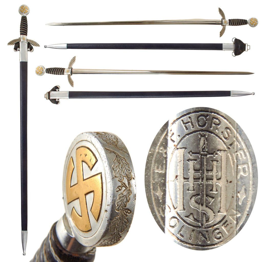 Original German WWII Luftwaffe Officer Sword and Scabbard by E. & F. Hörster with Aluminum Fittings - Nickel-Plated Blade Original Items