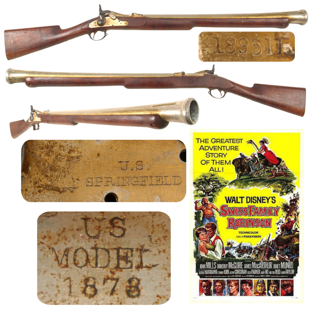 Original U.S. Springfield Trapdoor Model 1873 Converted to Blunderbuss Blank Fire Prop Gun for 1960 "Swiss Family Robinson" Movie Original Items