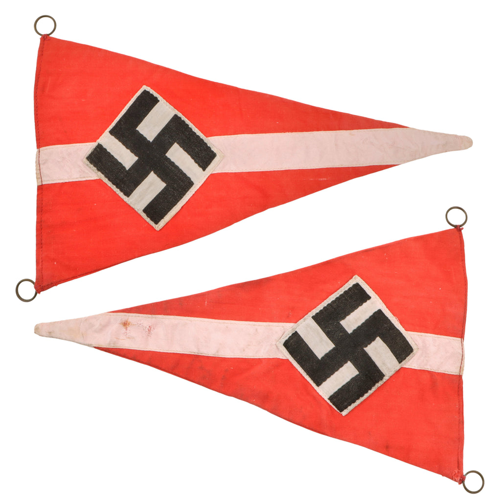Original German Pre-WWII / WWII HJ Youth Organization Bicycle Pennant with Metal Suspension Rings, 5 1/2" x 9 7/16"