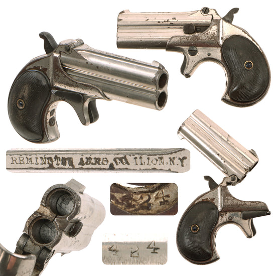 Original U.S. Remington Model 95 Nickel Plated .41 Rimfire Over & Under Pocket Pistol Serial 424 - c. 1889 Original Items