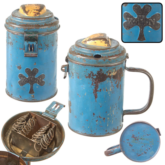 Original Dutch WWII Winterhulp Nederland (WHN) Street Collection Donation Can with Internal Rattle Rings – Repainted