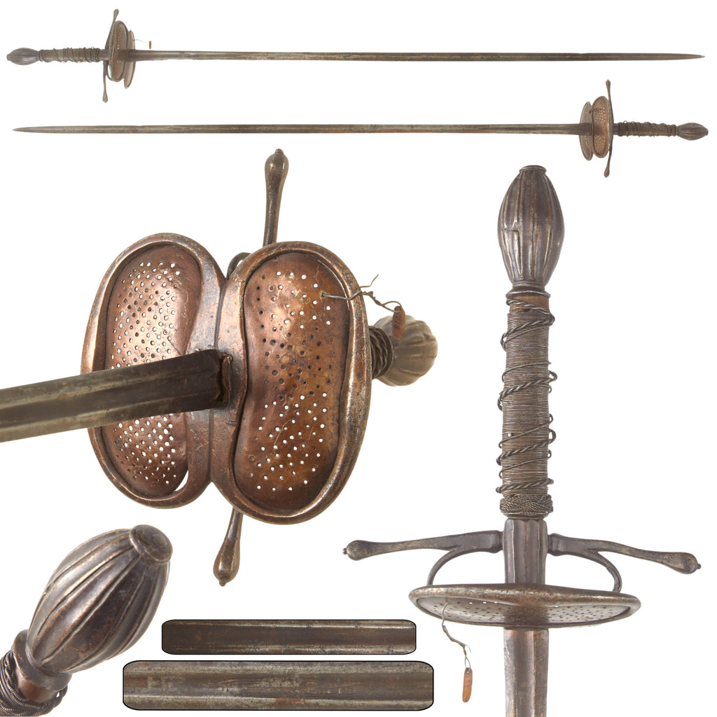 Original Italian Mid-17th Century “Trust, But Consider Whom You Trust” Rapier with Filigreed Guard & Latin “Fide Sed Cui Vide” Etched Blade - Old Museum Tag