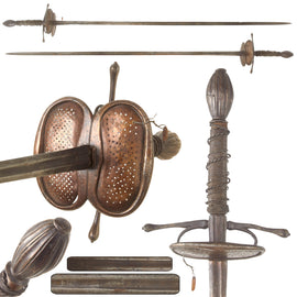 Original Italian Mid-17th Century “Trust, But Consider Whom You Trust” Rapier with Filigreed Guard & Latin “Fide Sed Cui Vide” Etched Blade - Old Museum Tag