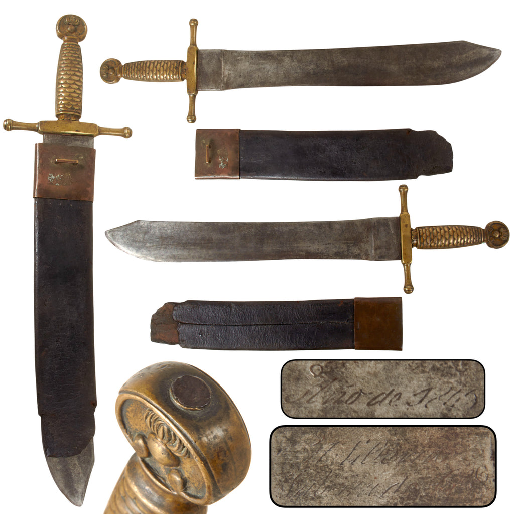 Original Spanish-American War Spanish Model 1843 Artillery Pioneer Heavy Short Sword by Artilleria Fabrica De Toledo with Partial Scabbard - Dated 1848