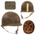 Original U.S. WWII Medic Officer Painted 1943 M1 McCord Front Seam Fixed Bale Helmet With Medical Tape “Follow Me” Stripe & Firestone Liner